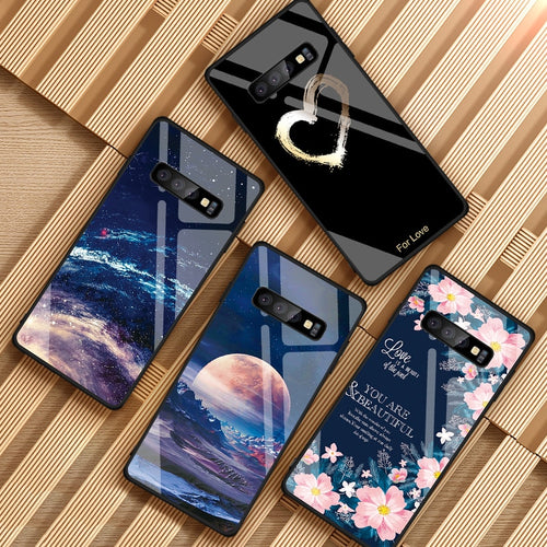 Starry Sky Pattern Tempered Glass Case For Samsung.