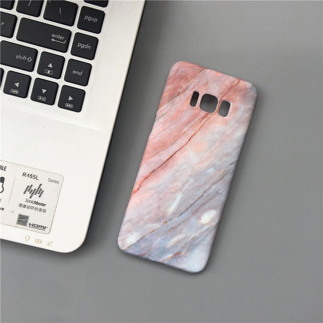 Blue Marble Stone Hard Phone Case for Samsung models.