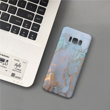 Load image into Gallery viewer, Blue Marble Stone Hard Phone Case for Samsung models.