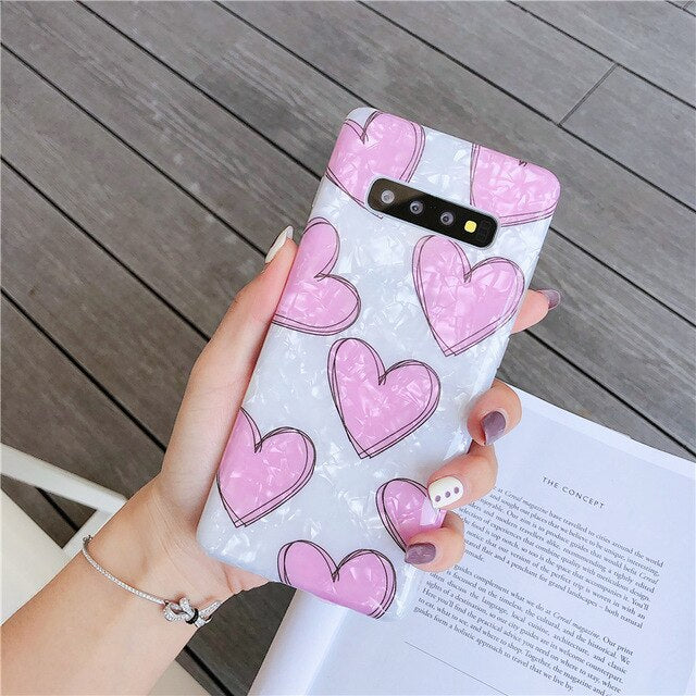 Shell Pattern Love Phone Case for Samsung models.