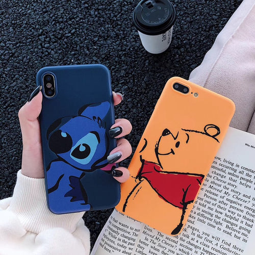 Cartoon Disneys cute Winnie Pooh Stitch phone case for iphone.