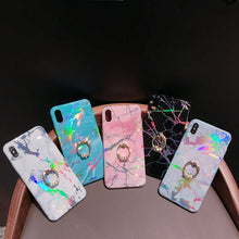 Load image into Gallery viewer, colorful marble with ring cover hard cases for iphone.