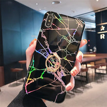 Load image into Gallery viewer, colorful marble with ring cover hard cases for iphone.
