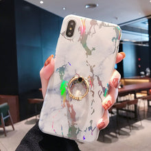 Load image into Gallery viewer, colorful marble with ring cover hard cases for iphone.