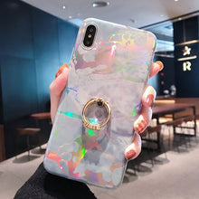 Load image into Gallery viewer, colorful marble with ring cover hard cases for iphone.