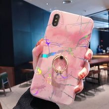 Load image into Gallery viewer, colorful marble with ring cover hard cases for iphone.
