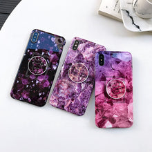 Load image into Gallery viewer, Glossy Marble with Stand Holder Case For iPhone.
