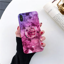 Load image into Gallery viewer, Glossy Marble with Stand Holder Case For iPhone.