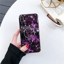 Load image into Gallery viewer, Glossy Marble with Stand Holder Case For iPhone.