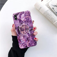 Load image into Gallery viewer, Glossy Marble with Stand Holder Case For iPhone.