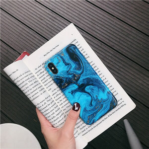 INS Luxury Quicksand Marble Cover Case for iPhone.