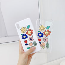 Load image into Gallery viewer, Flowers Smiley Face Pattern Soft Silicone Clear Case For iPhone.