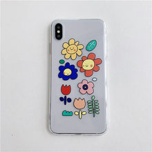 Load image into Gallery viewer, Flowers Smiley Face Pattern Soft Silicone Clear Case For iPhone.