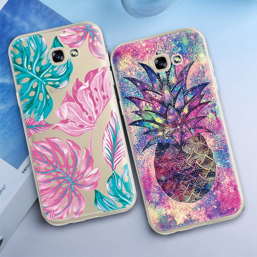 Art Leaf Print Silicone Case For Samsung.