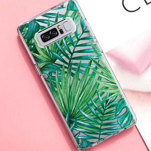 Art Leaf Print Silicone Case For Samsung.